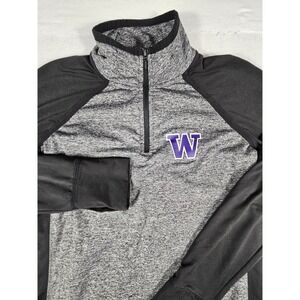 Camp David University of Washington Huskies Mens L 1/4 Zip Pullover Gray Black